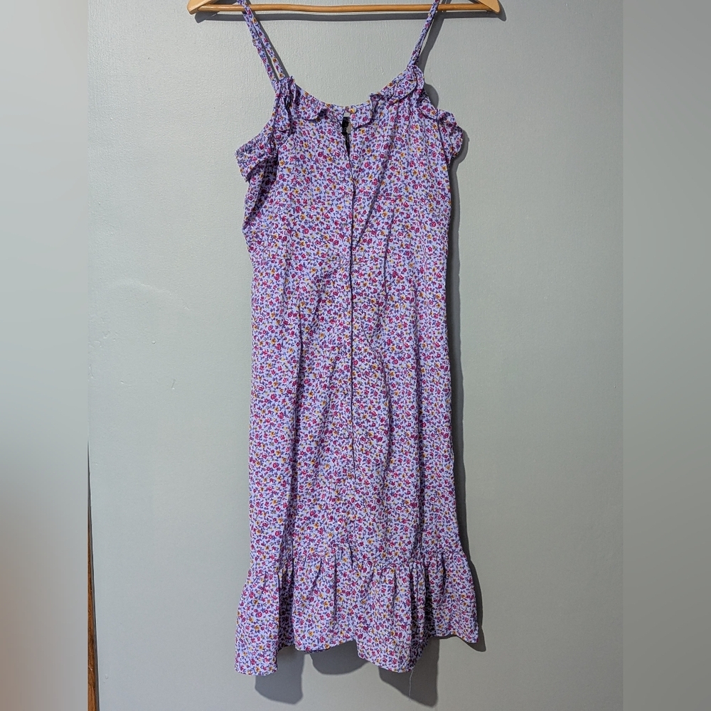 Angie Women's Sleeveless Purple Floral Button-Down Dress Feminine Boho Beach